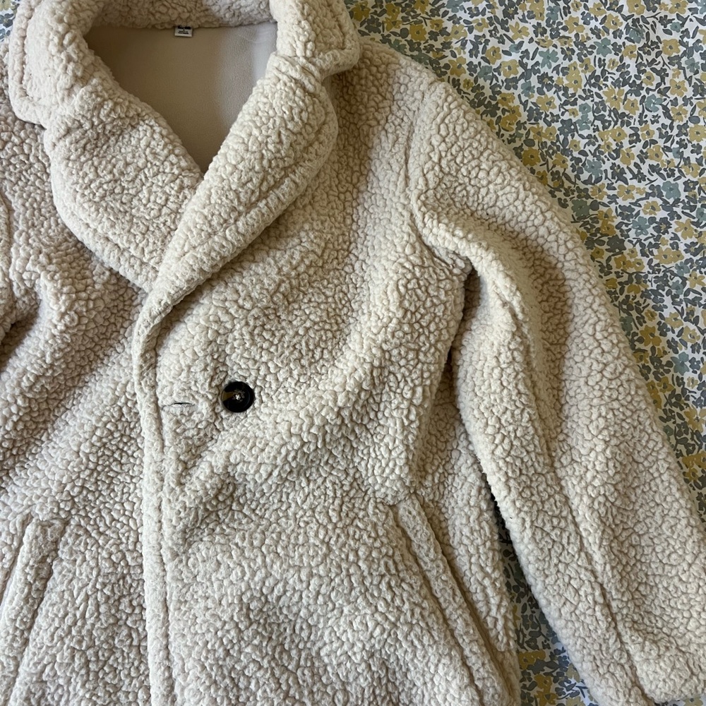 Beige Teddy/Sherpa Trench coat